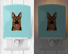 Load image into Gallery viewer, Checkerboard Blue German Shepherd Ceramic Night Light BB1149CNL