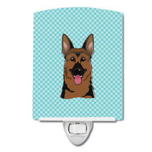 Load image into Gallery viewer, Checkerboard Blue German Shepherd Ceramic Night Light BB1149CNL