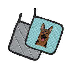 Load image into Gallery viewer, Checkerboard Blue German Shepherd Pot Holders - Set of 2 - Heat-Resistant Kitchen Essentials BB1149PTHD