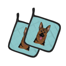 Load image into Gallery viewer, Checkerboard Blue German Shepherd Pot Holders - Set of 2 - Heat-Resistant Kitchen Essentials BB1149PTHD