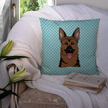 Load image into Gallery viewer, Checkerboard Blue German Shepherd Canvas Throw Pillow - 14x14 Decorative Pillow – Art for Your Home &amp; Patio BB1149PW1414