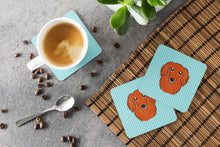 Load image into Gallery viewer, Checkerboard Blue Longhair Red Dachshund Coasters - Set of 4 Lightweight Foam, Absorbent Drink Coasters BB1152FC