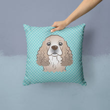 Load image into Gallery viewer, Checkerboard Blue Cocker Spaniel Canvas Throw Pillow - 14x14 Decorative Pillow – Art for Your Home &amp; Patio BB1154PW1414