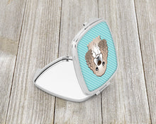 Load image into Gallery viewer, Checkerboard Blue Cocker Spaniel Compact Mirror – Stylish Purse Mirror with Artistic Covers BB1154SCM