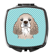 Load image into Gallery viewer, Checkerboard Blue Cocker Spaniel Compact Mirror – Stylish Purse Mirror with Artistic Covers BB1154SCM