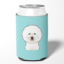 Load image into Gallery viewer, Checkerboard Blue Bichon Frise Can or Bottle Hugger BB1155CC