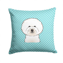 Load image into Gallery viewer, Checkerboard Blue Bichon Frise Canvas Throw Pillow - 14x14 Decorative Pillow – Art for Your Home &amp; Patio BB1155PW1414