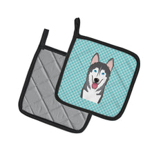 Load image into Gallery viewer, Checkerboard Blue Alaskan Malamute Pot Holders - Set of 2 - Heat-Resistant Kitchen Essentials BB1156PTHD