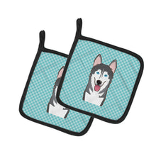 Load image into Gallery viewer, Checkerboard Blue Alaskan Malamute Pot Holders - Set of 2 - Heat-Resistant Kitchen Essentials BB1156PTHD
