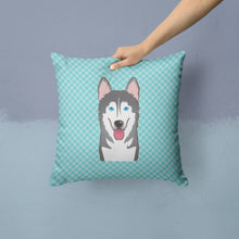 Load image into Gallery viewer, Checkerboard Blue Alaskan Malamute Canvas Throw Pillow - 14x14 Decorative Pillow – Art for Your Home &amp; Patio BB1156PW1414