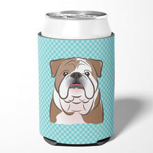 Load image into Gallery viewer, Checkerboard Blue English Bulldog  Can or Bottle Hugger BB1157CC