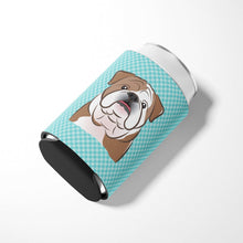 Load image into Gallery viewer, Checkerboard Blue English Bulldog  Can or Bottle Hugger BB1157CC