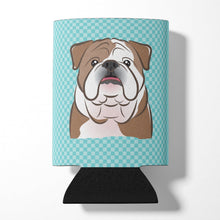 Load image into Gallery viewer, Checkerboard Blue English Bulldog  Can or Bottle Hugger BB1157CC