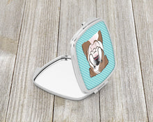 Load image into Gallery viewer, Checkerboard Blue English Bulldog  Compact Mirror – Stylish Purse Mirror with Artistic Covers BB1157SCM