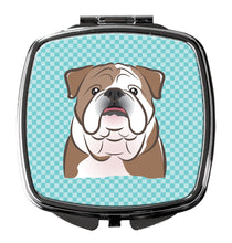 Load image into Gallery viewer, Checkerboard Blue English Bulldog  Compact Mirror – Stylish Purse Mirror with Artistic Covers BB1157SCM