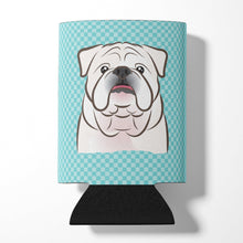 Load image into Gallery viewer, Checkerboard Blue White English Bulldog  Can or Bottle Hugger BB1158CC