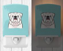 Load image into Gallery viewer, Checkerboard Blue White English Bulldog  Ceramic Night Light BB1158CNL
