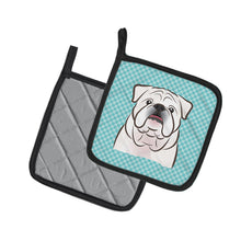 Load image into Gallery viewer, Checkerboard Blue White English Bulldog Pot Holders - Set of 2 - Heat-Resistant Kitchen Essentials BB1158PTHD