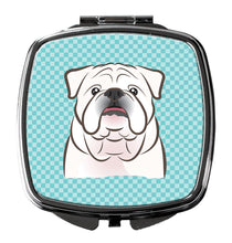 Load image into Gallery viewer, Checkerboard Blue White English Bulldog  Compact Mirror – Stylish Purse Mirror with Artistic Covers BB1158SCM