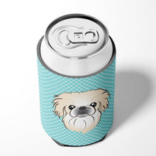 Load image into Gallery viewer, Checkerboard Blue Pekingese Can or Bottle Hugger BB1159CC
