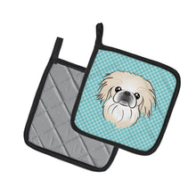 Load image into Gallery viewer, Checkerboard Blue Pekingese Pot Holders - Set of 2 - Heat-Resistant Kitchen Essentials BB1159PTHD