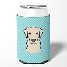 Load image into Gallery viewer, Checkerboard Blue Yellow Labrador Can or Bottle Hugger BB1160CC