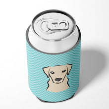 Load image into Gallery viewer, Checkerboard Blue Yellow Labrador Can or Bottle Hugger BB1160CC