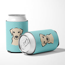 Load image into Gallery viewer, Checkerboard Blue Yellow Labrador Can or Bottle Hugger BB1160CC