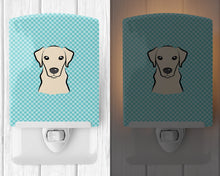 Load image into Gallery viewer, Checkerboard Blue Yellow Labrador Ceramic Night Light BB1160CNL