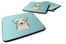 Load image into Gallery viewer, Checkerboard Blue Yellow Labrador Coasters - Set of 4 Lightweight Foam, Absorbent Drink Coasters BB1160FC