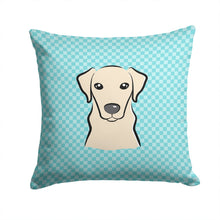 Load image into Gallery viewer, Checkerboard Blue Yellow Labrador Canvas Throw Pillow - 14x14 Decorative Pillow – Art for Your Home &amp; Patio BB1160PW1414