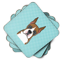 Load image into Gallery viewer, Checkerboard Blue Boxer Coasters - Set of 4 Lightweight Foam, Absorbent Drink Coasters BB1161FC