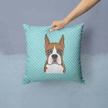 Load image into Gallery viewer, Checkerboard Blue Boxer Canvas Throw Pillow - 14x14 Decorative Pillow – Art for Your Home &amp; Patio BB1161PW1414