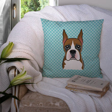 Load image into Gallery viewer, Checkerboard Blue Boxer Canvas Throw Pillow - 14x14 Decorative Pillow – Art for Your Home &amp; Patio BB1161PW1414