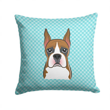 Load image into Gallery viewer, Checkerboard Blue Boxer Canvas Throw Pillow - 14x14 Decorative Pillow – Art for Your Home &amp; Patio BB1161PW1414