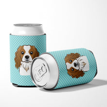 Load image into Gallery viewer, Checkerboard Blue Cavalier Spaniel Can or Bottle Hugger BB1162CC