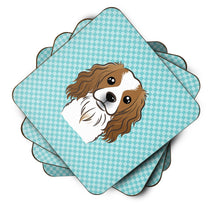 Load image into Gallery viewer, Checkerboard Blue Cavalier Spaniel Coasters - Set of 4 Lightweight Foam, Absorbent Drink Coasters BB1162FC
