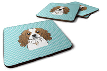 Load image into Gallery viewer, Checkerboard Blue Cavalier Spaniel Coasters - Set of 4 Lightweight Foam, Absorbent Drink Coasters BB1162FC