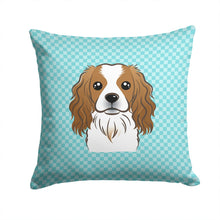 Load image into Gallery viewer, Checkerboard Blue Cavalier Spaniel Canvas Throw Pillow - 14x14 Decorative Pillow – Art for Your Home &amp; Patio BB1162PW1414