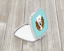 Load image into Gallery viewer, Checkerboard Blue Cavalier Spaniel Compact Mirror – Stylish Purse Mirror with Artistic Covers BB1162SCM