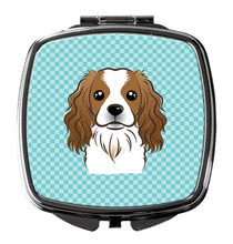 Load image into Gallery viewer, Checkerboard Blue Cavalier Spaniel Compact Mirror – Stylish Purse Mirror with Artistic Covers BB1162SCM