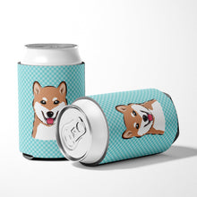 Load image into Gallery viewer, Checkerboard Blue Shiba Inu Can or Bottle Hugger BB1163CC