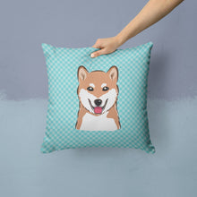 Load image into Gallery viewer, Checkerboard Blue Shiba Inu Canvas Throw Pillow - 14x14 Decorative Pillow – Art for Your Home &amp; Patio BB1163PW1414