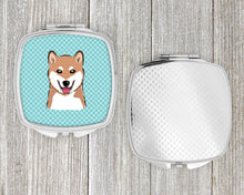 Load image into Gallery viewer, Checkerboard Blue Shiba Inu Compact Mirror – Stylish Purse Mirror with Artistic Covers BB1163SCM