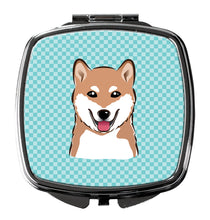 Load image into Gallery viewer, Checkerboard Blue Shiba Inu Compact Mirror – Stylish Purse Mirror with Artistic Covers BB1163SCM