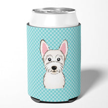 Load image into Gallery viewer, Checkerboard Blue Westie Can or Bottle Hugger BB1164CC