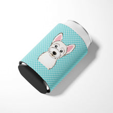 Load image into Gallery viewer, Checkerboard Blue Westie Can or Bottle Hugger BB1164CC