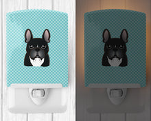 Load image into Gallery viewer, Checkerboard Blue French Bulldog Ceramic Night Light BB1165CNL
