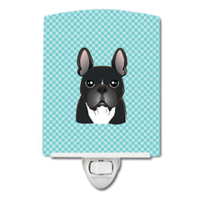Load image into Gallery viewer, Checkerboard Blue French Bulldog Ceramic Night Light BB1165CNL