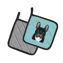 Load image into Gallery viewer, Checkerboard Blue French Bulldog Pot Holders - Set of 2 - Heat-Resistant Kitchen Essentials BB1165PTHD